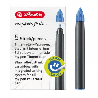 Rezerva roller My.Pen, cerneala albastra set 5 bucati - cutie de carton
