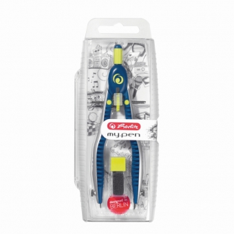Compas My.Pen cu sistem setare rapida albastru închis/lime