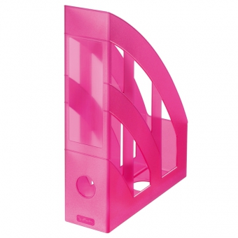 Suport dosare plastic, culoare roz translucid