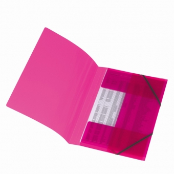 Mapa pp A4 15 mm cu elastic, culoare roz translucid