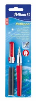 Stilou Pelikano,penita L,cu grip pentru stangaci,2 patroane mari,3 culori asortate,blister