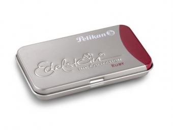 Caseta metalica Edelstein cu patroane, dimensiune 8,1 x 4,9 x 0,9 cm, set 6 patroane, culoare rosu rubin