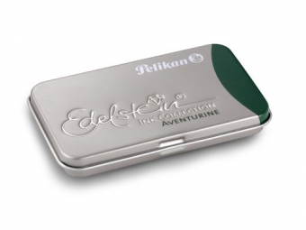 Caseta metalica Edelstein cu patroane, dimensiune 8,1 x 4,9 x 0,9 cm, set 6 patroane, culoare verde aventurin