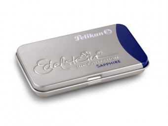 Caseta metalica Edelstein cu patroane, dimensiune 8,1 x 4,9 x 0,9 cm, set 6 patroane, culoare albastru safir