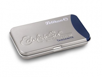 Caseta metalica Edelstein cu patroane, dimensiune 8,1 x 4,9 x 0,9 cm, set 6 patroane, culoare albastru tranzanit