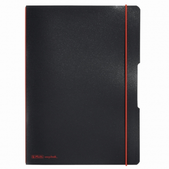 Caiet My.Book Flex A4 40f 70gr patratele, coperta neagra, elastic rosu