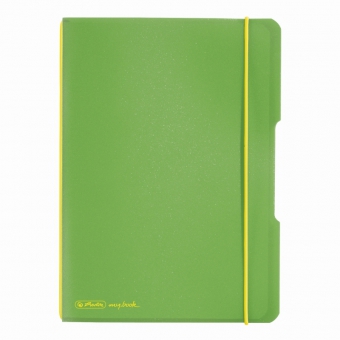 Caiet My.Book Flex A5 40f 70gr dictando, coperta verde deschis transparent, elastic galben
