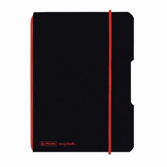 Caiet My.Book Flex A6 40f 70gr dictando, coperta neagra, elastic rosu