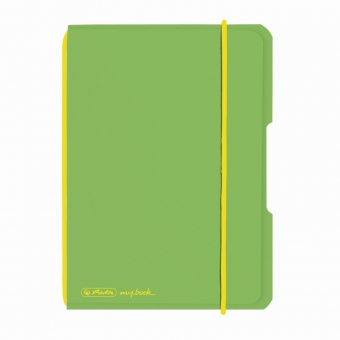 Caiet My.Book Flex A6 40f 70gr dictando, coperta verde deschis transparent, elastic galben